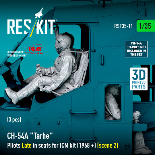 CH-54A Tarhe Pilots Late in seats for ICM kit (1968 +) (scene 2) (3 pcs) (3D Printed)