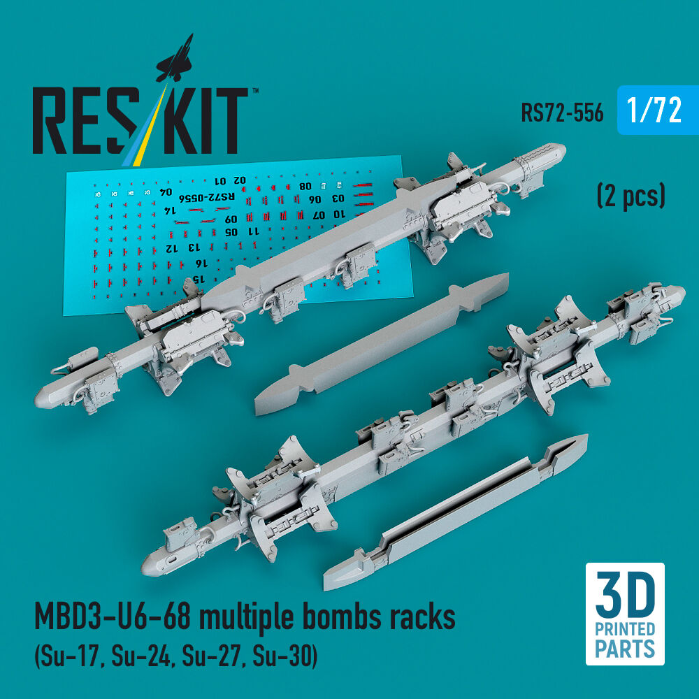 MBD3-U6-68 multiple bombs racks (2 pcs) (Su-17, Su-24, Su-27, Su-30) (3D Printed)