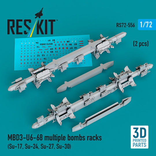 MBD3-U6-68 multiple bombs racks (2 pcs) (Su-17, Su-24, Su-27, Su-30) (3D Printed)