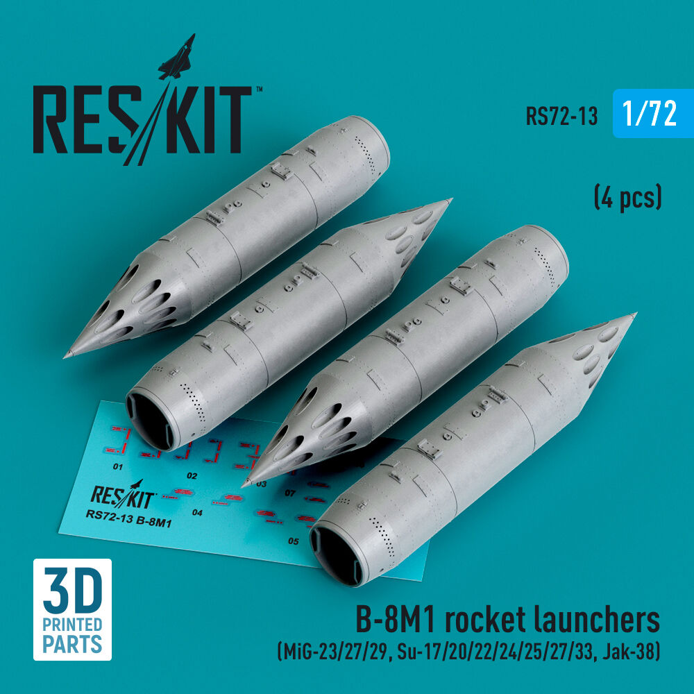 B-8M1 rocket launchers (4 pcs) (MiG-23/27/29, Su-17/20/22/24/25/27/33, Jak-38) (3D Printed)