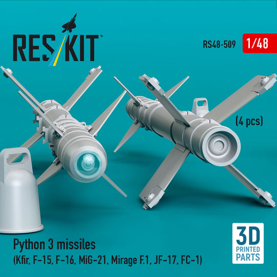 Python 3 missiles (4 pcs) (Kfir, F-15, F-16, MiG-21, Mirage F.1, JF-17, FC-1) (3D Printed)
