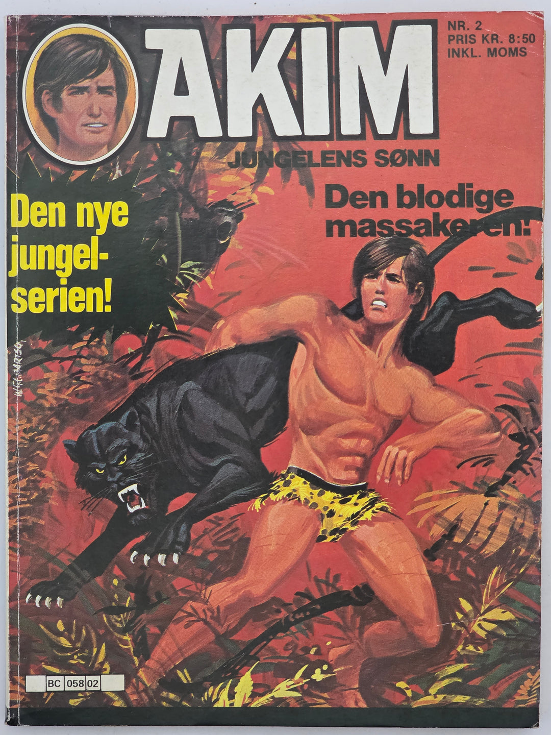 Akim – Jungelens sønn nr. 2: Den blodige massakren. 1974. Tegneseriealbum.