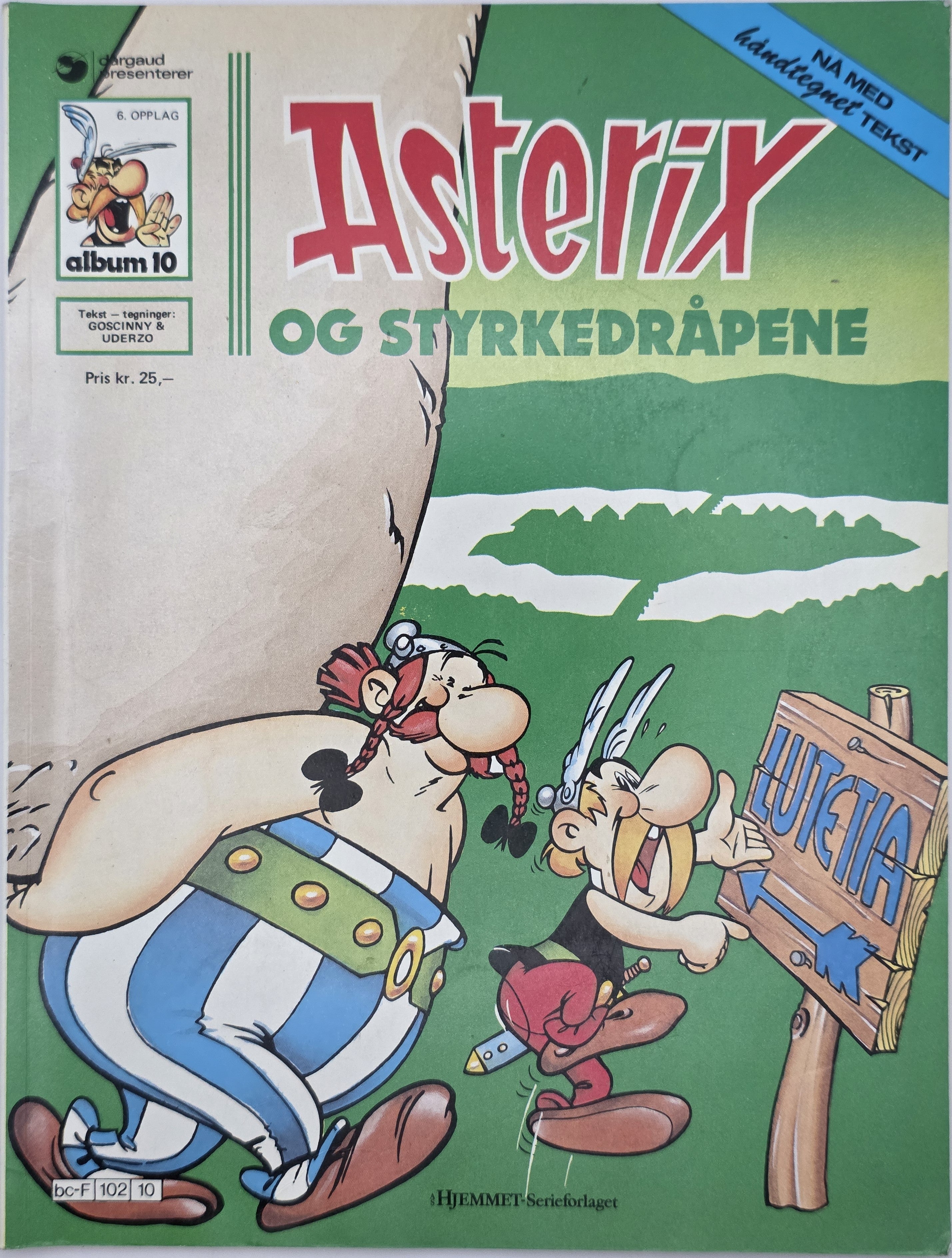 Asterix og styrkedråpene (Album nr. 10). 1970-tallet utgave. Tegneseriealbum.