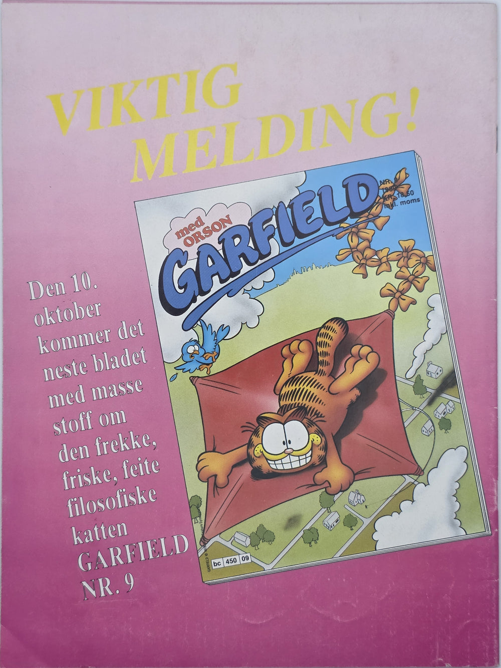 Garfield med Orson 1989/08. Tegneserieblad