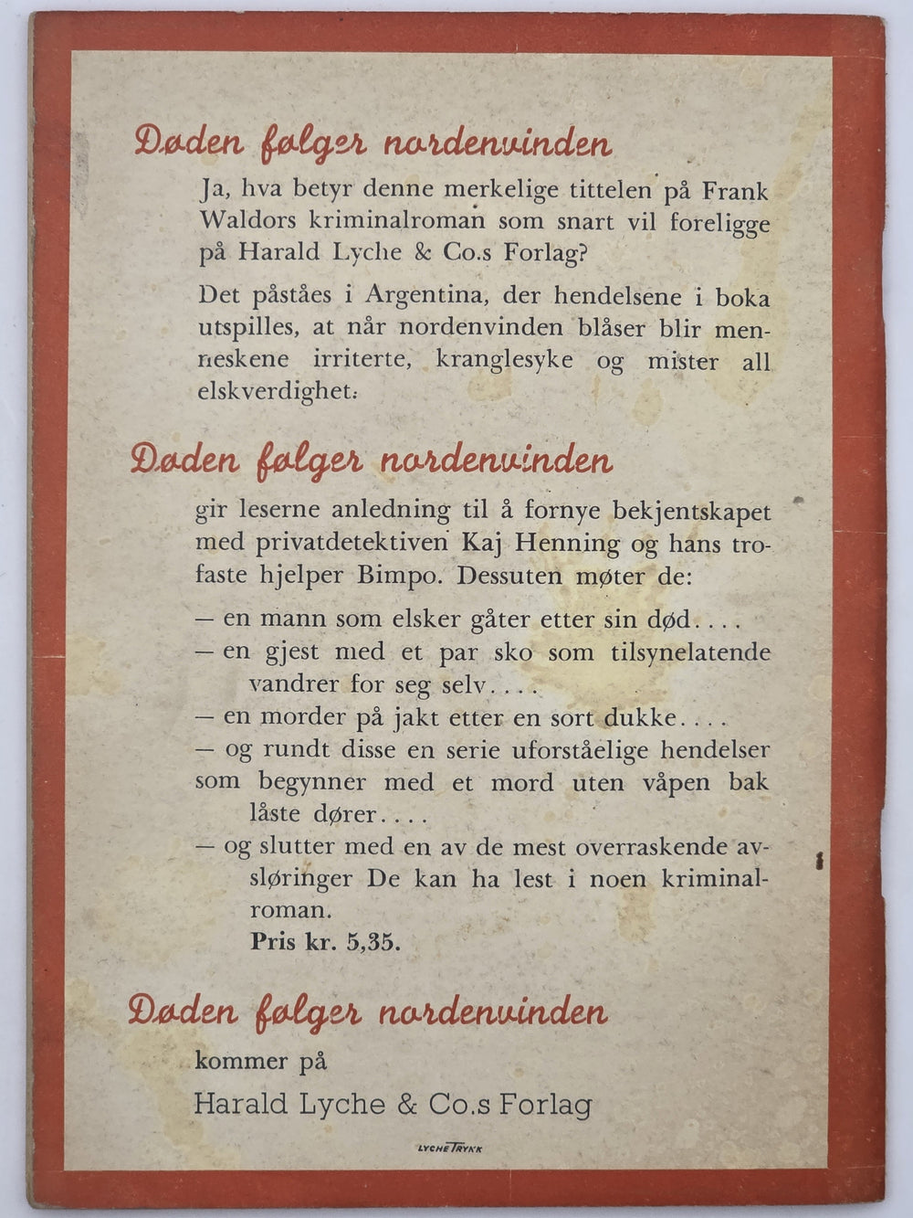 Krimeliten nr. 3 – Fem svarte diamanter. 1950. Tegneserieblad