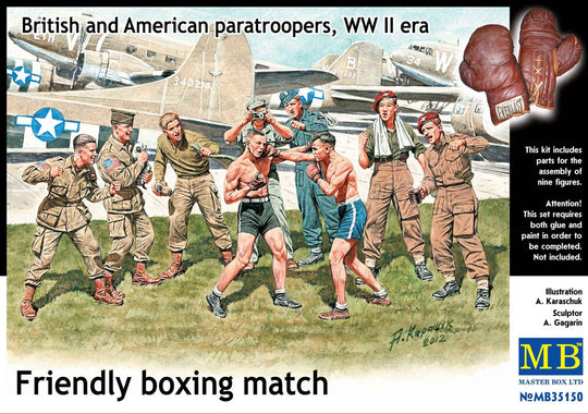 Friendly boxing match.Brit.+Amer.paratro