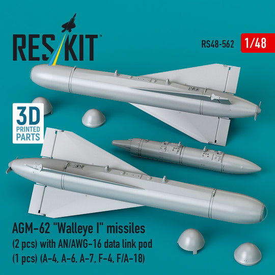 AGM-62 Walleye I missiles (2 pcs) with AN/AWG-16 data link pod (1 pcs) (A-4, A-6, A-7, F-4, F/A-18) (3D Printed)