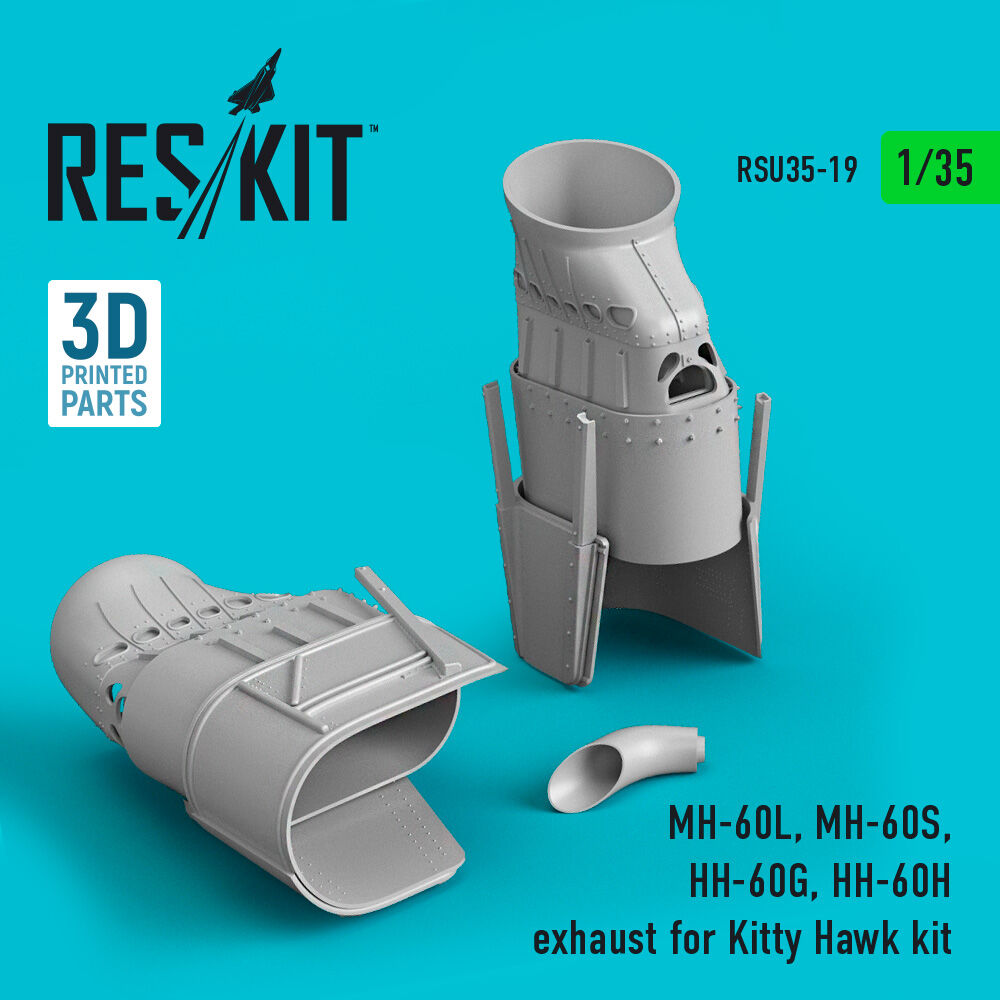 MH-60L, MH-60S, HH-60G, HH-60H exhaust for Kitty Hawk / Zimimodel kit (3D Printed)