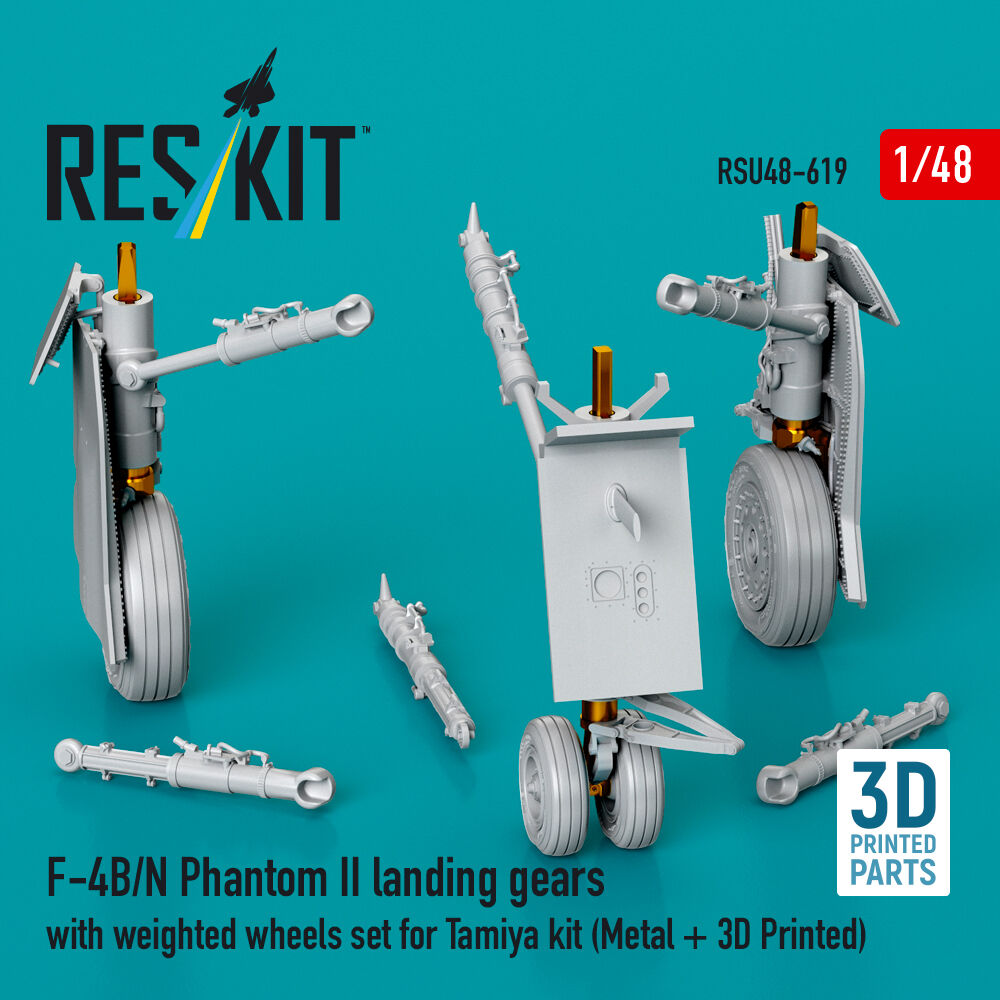 F-4B/N Phantom II landing gears with weighted wheels set for Tamiya kit (Metal + 3D Printed)