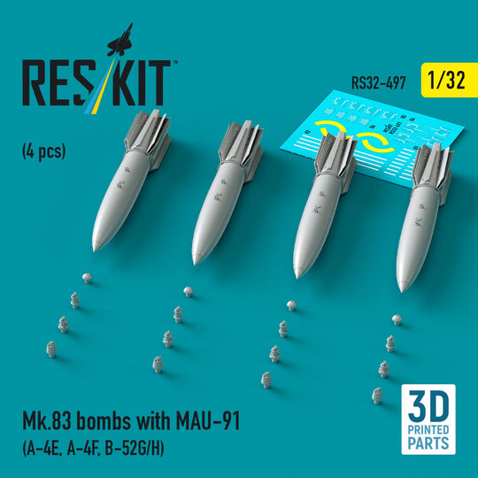 Mk.83 bombs with MAU-91 (4 pcs) (A-4E, A-4F, B-52G/H) (3D printed)