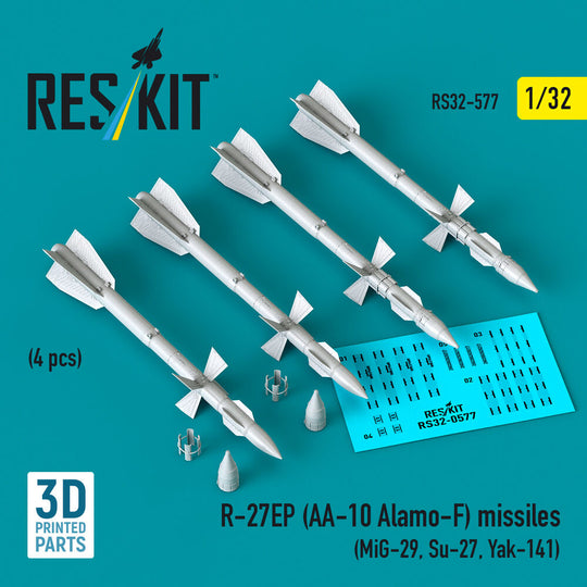 R-27EP (AA-10 Alamo-F) missiles (4 pcs) (MiG-29, Su-27, Yak-141) (3D Printed)