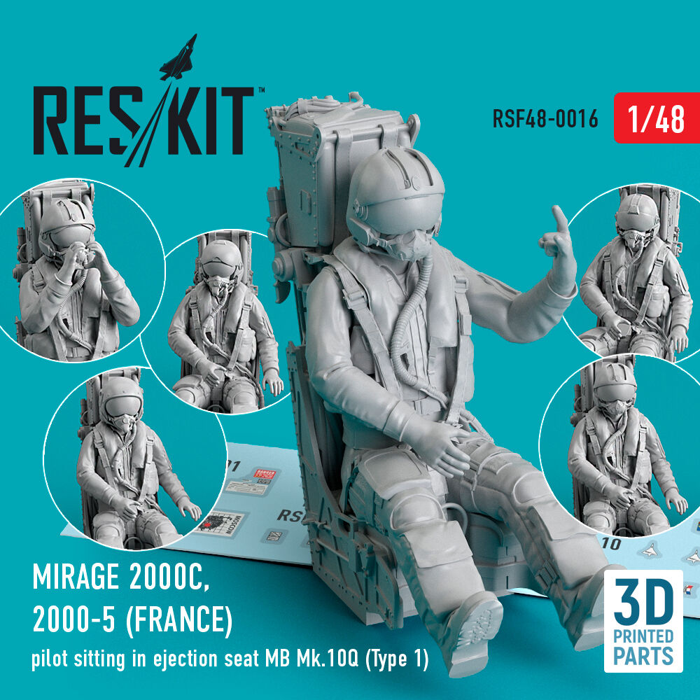Mirage 2000C, 2000-5 (FRANCE) pilot sitting in ejection seat MB Mk.10Q (Type 1) (3D Printed)