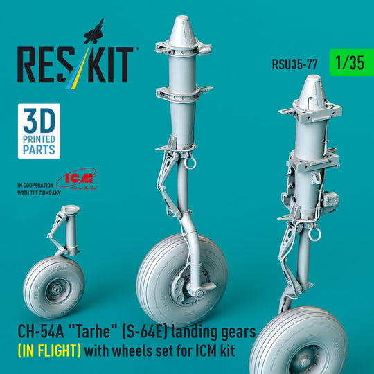 CH-54A Tarhe(S-64E) landing gear (IN FLIGHT) with wheels set for ICM kit (3D Printed)