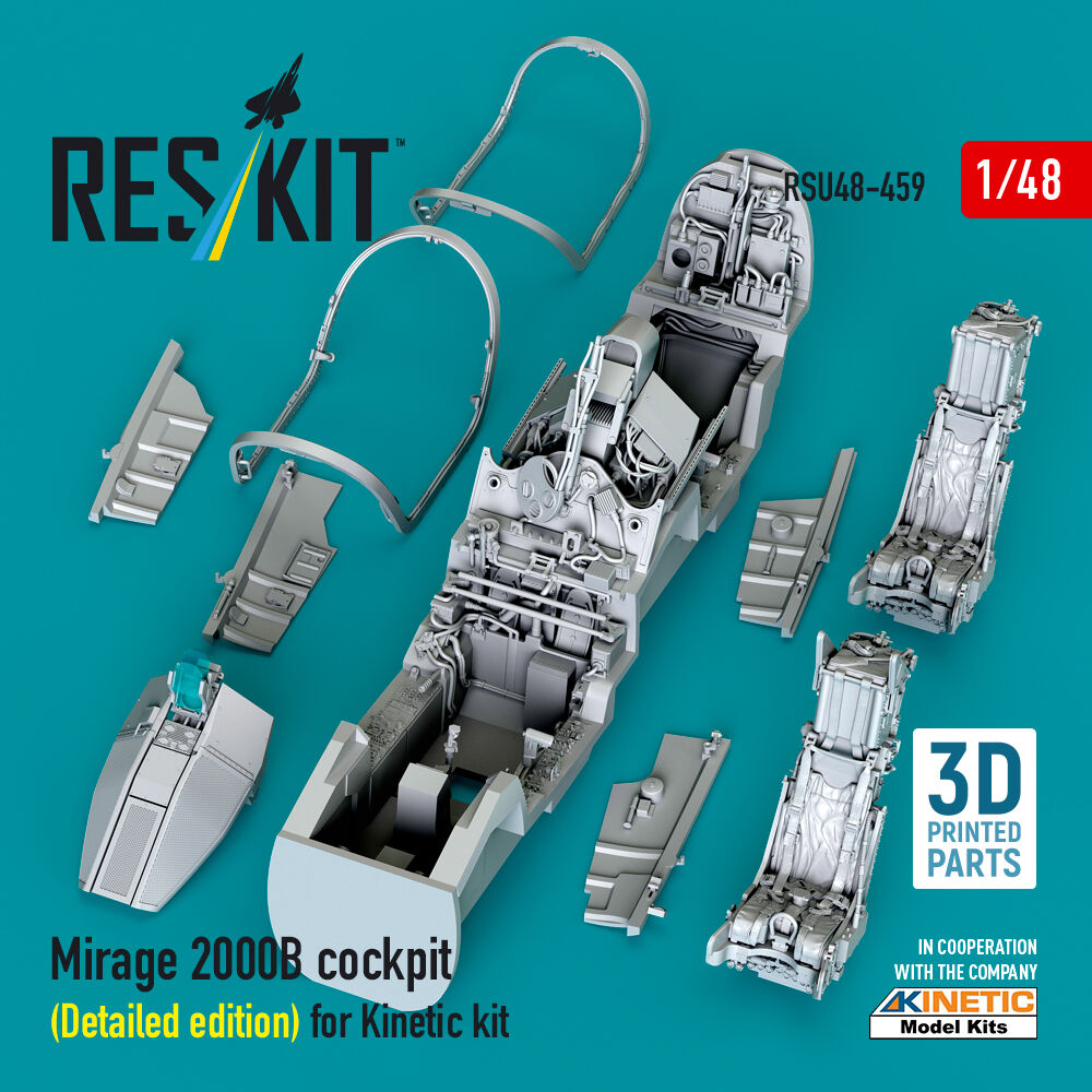 Mirage 2000B cockpit (Detailed edition) for Kinetic kit (3D Printed)