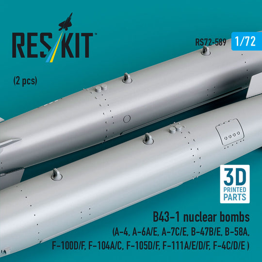 B43-1 nuclear bombs (2 pcs) (A-4, A-6A/E, A-7C/E, B-47B/E, B-58A, F-100D/F, F-104A/C, F-105D/F, F-111A/E/D/F, F-4C/D/E ) (3D Printed)