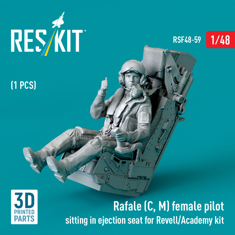 Rafale (C, M) female pilot sitting in ejection seat for Revell/Academy kit (1 pcs) (3D Printed)