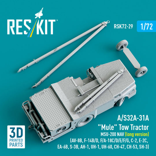 A/S32A-31A Mule Tow Tractor MSU-200 NAV (long version) (AV-8B, F-14B/D, F/A-18C/D/E/F/G, C-2, E-2?, EA-6B, S-3B, AH-1, UH-1, UH-60, CH-47, CH-53, SH-3) (3D Printed model kit)