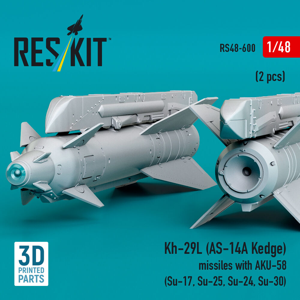 Kh-29L (AS-14A Kedge) missiles with AKU-58 (2 pcs) (Su-17, Su-25, Su-24, Su-30) (3D Printed)