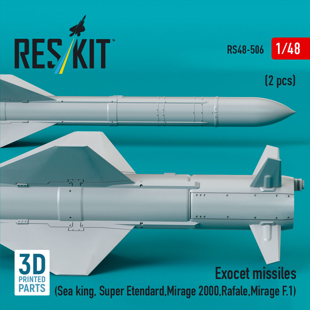 Exocet missiles (2 pcs) (Sea King, Super Etendard, Mirage 2000, Rafale, Mirage F.1) (3D Printed)