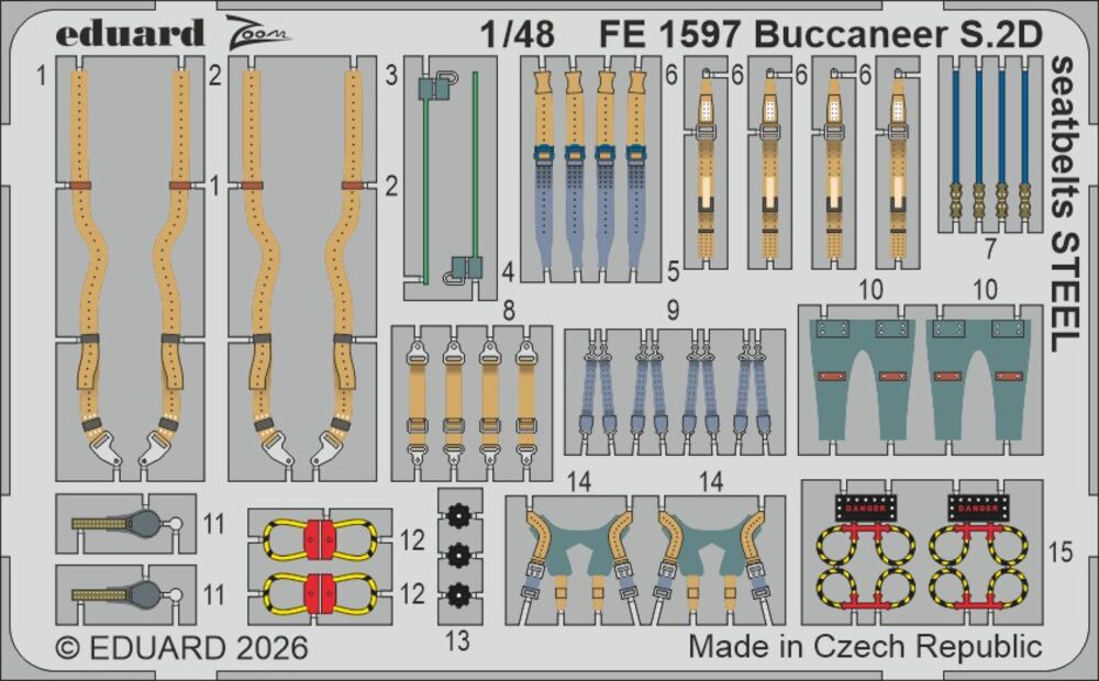Buccaneer S.2D seatbelts STEEL for Trumpeter