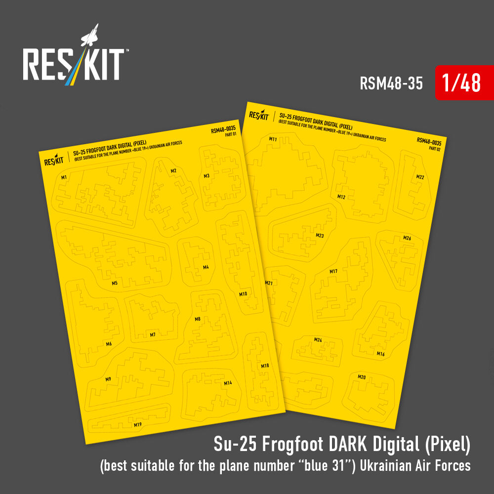 Su-25 Frogfoot DARK Digital (Pixel) (best suitable for the plane number “blue 31”) Ukrainian Air Forces (Pre-cut painting masks )