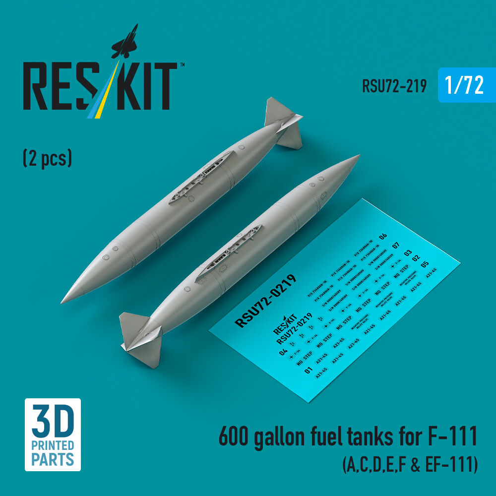 600 gallon fuel tanks for F-111 (A,C,D,E,F & EF-111) (2 pcs) (3D Printed)