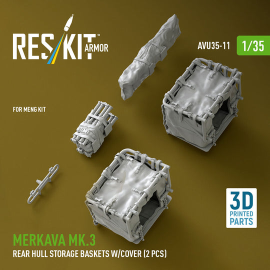 Merkava Mk.3 rear hull storage baskets w/cover (2 pcs) for Meng kit (3D Printed)