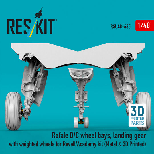 Rafale B/C wheel bays, landing gear with weighted wheels (3D Printed) Revell / Academy