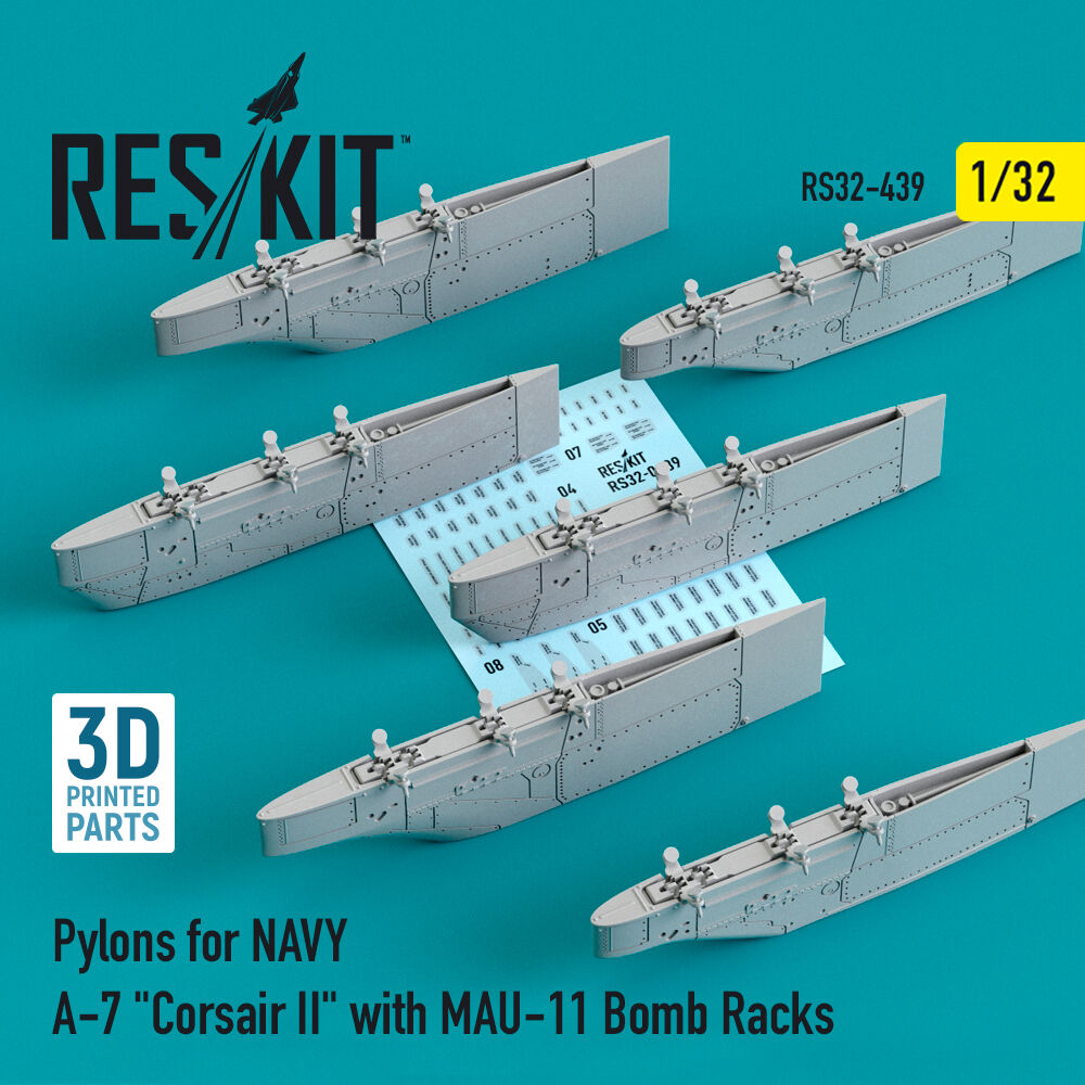 Pylons for NAVY A-7 Corsair II with MAU-11 Bomb Racks (3D Printed)