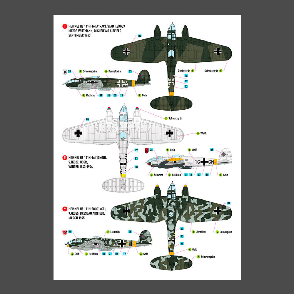 Heinkel He 111 (H-16,H-20,H-22) late series decals
