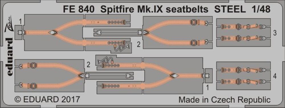 Spitfire Mk.IX seatbelts STEEL f.Eduard