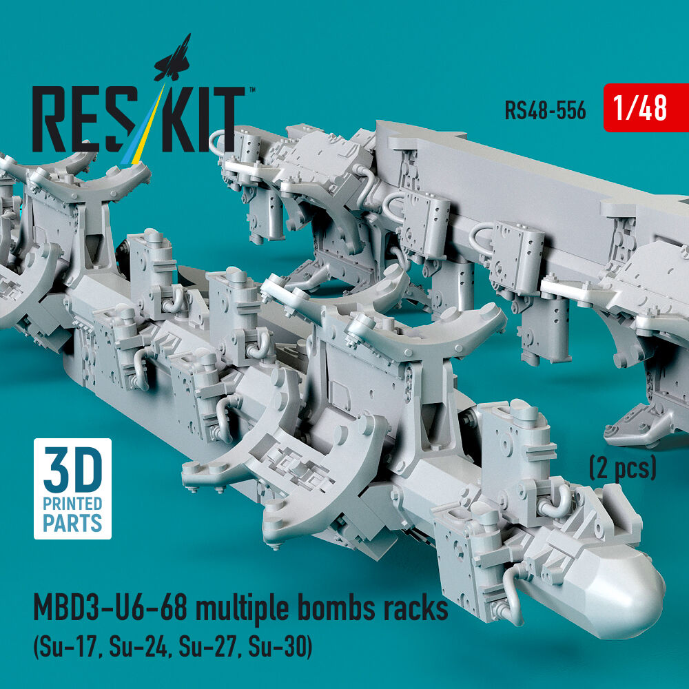 MBD3-U6-68 multiple bombs racks (2 pcs) (Su-17, Su-24, Su-27, Su-30) (3D Printed)
