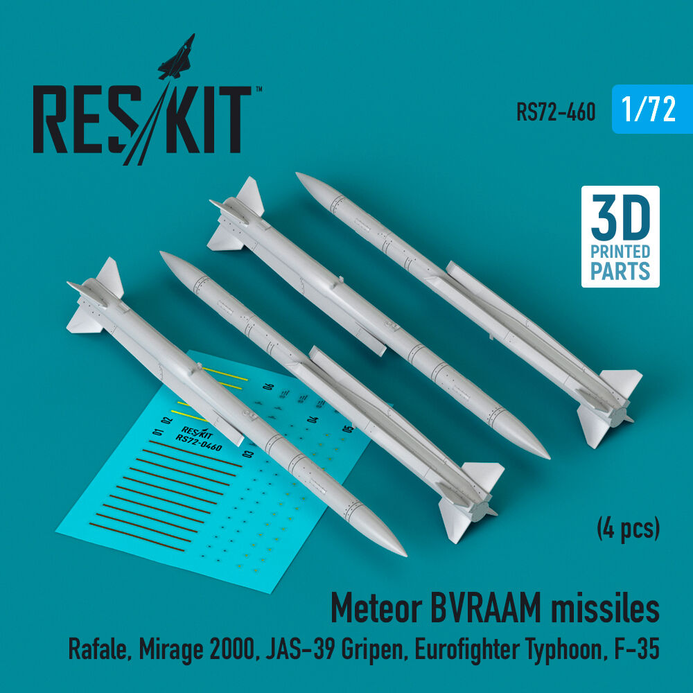 Meteor BVRAAM missiles (4 pcs) (Rafale, Mirage 2000, JAS-39 Gripen, Eurofighter Typhoon, F-35) (3D Printed)