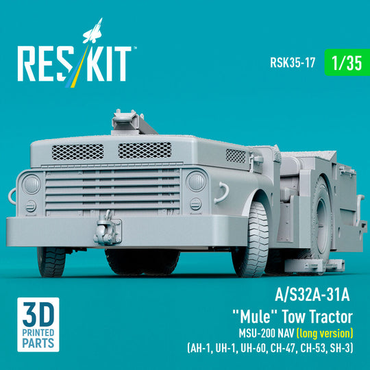 A/S32A-31A Mule Tow Tractor MSU-200 NAV (long version) (AH-1, UH-1, UH-60, CH-47, CH-53, SH-3) (3D Printed model kit)