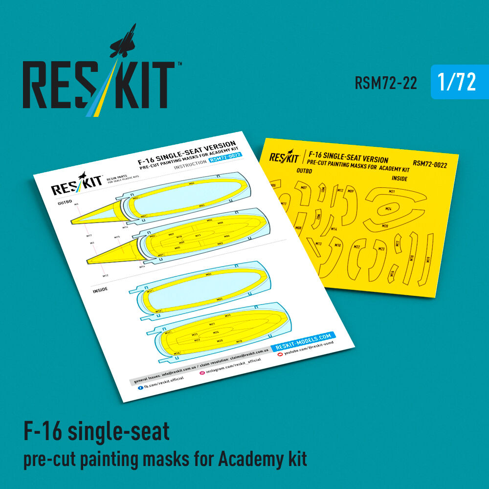 F-16 single-seat pre-cut painting masks for Academy