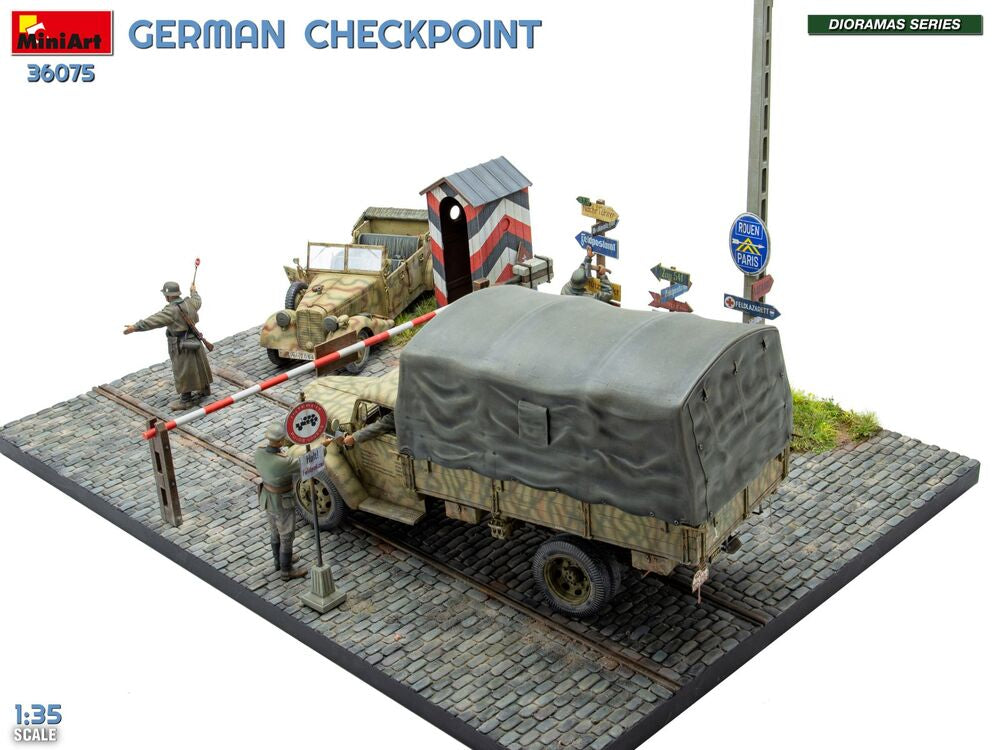 German Checkpoint. 3t Cargo Truck 3,6-36S & Kfz.1 Type 170VK w/ Feldgendarmerie. Big Set