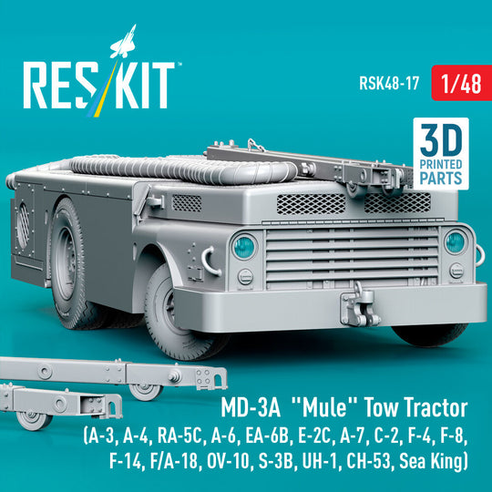 MD-3A Mule Tow Tractor (A-3, A-4, RA-5C, A-6, EA-6B, E-2C, A-7, C-2, F-4, F-8, F-14, F/A-18, OV-10, S-3B, UH-1, CH-53, Sea King) (3D Printed model kit)