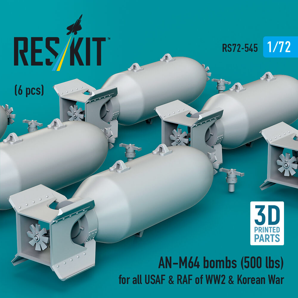 AN-M64 bombs (500 lbs) for all USAF & RAF of WW2 & Korean War (6 pcs) (3D Printed)