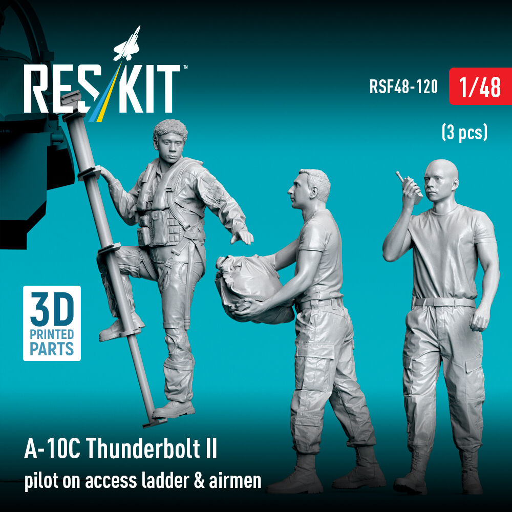 A-10C Thunderbolt II pilot on access ladder & airmen (3 pcs) (3D Printed)