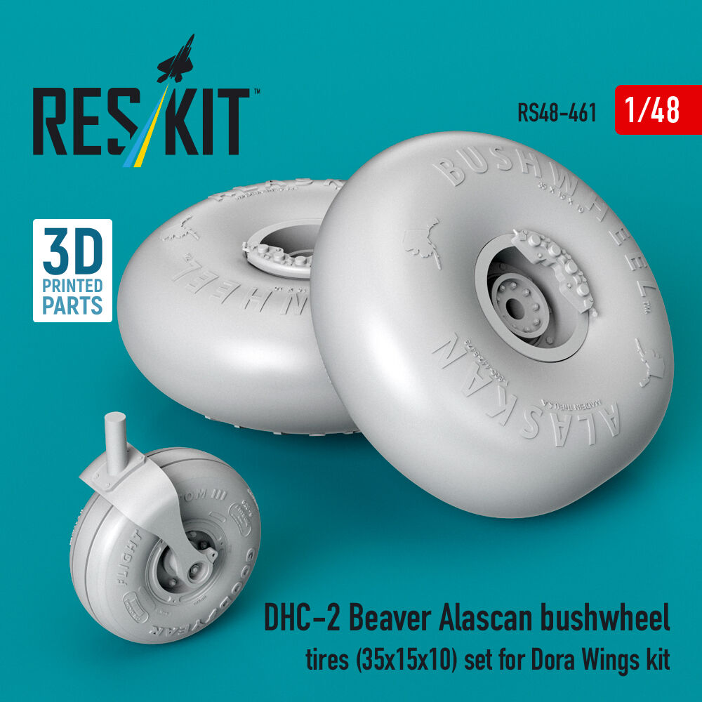 DHC-2 Beaver Alascan bushwheel tires (35x15x10) set for Dora Wings kit (3D Printed)