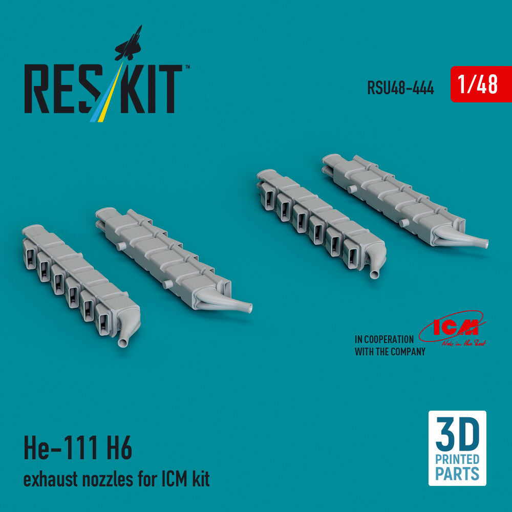 He 111 H-6 exhaust nozzles for ICM kit (3D printed)