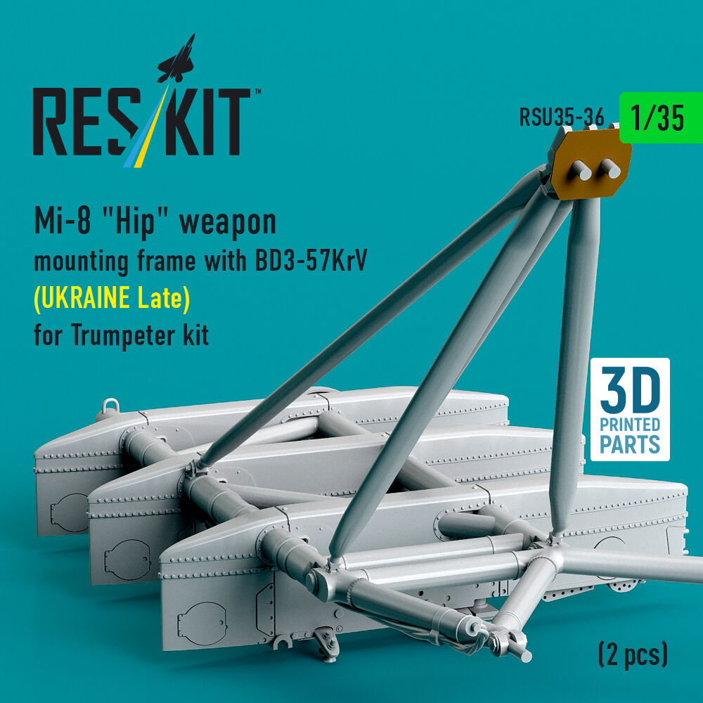 Mi-8 Hip weapon mounting frame with BD3-57KrV (UKRAINE Late) for Trumpeter kit (2 pcs) (3D Printed)