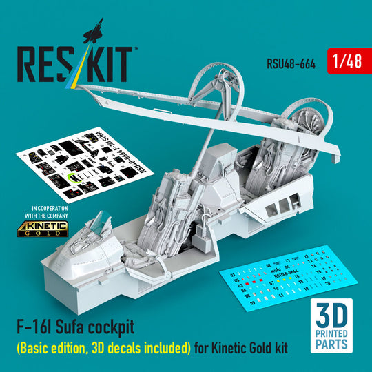 F-16I Sufa cockpit (Basic edition, 3D decals included) (3D Printed) for Kinetic