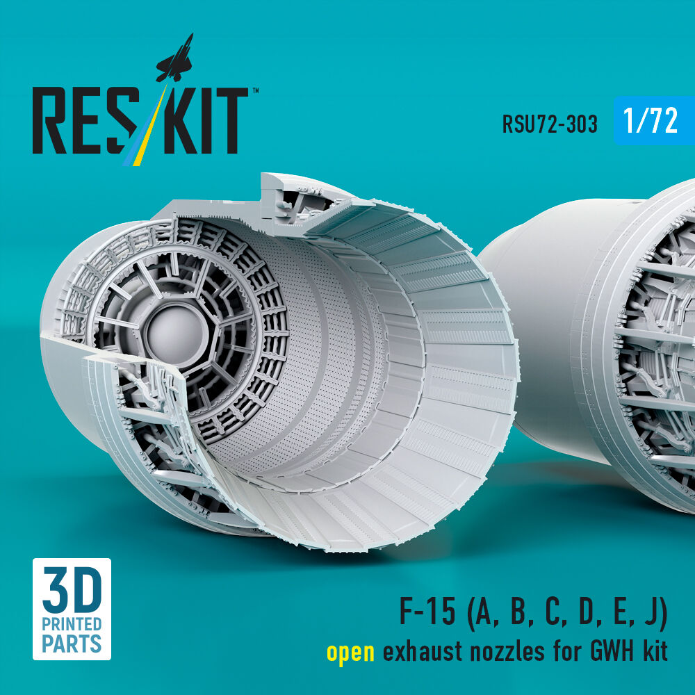 F?15 Eagle/Strike Eagle (A,B,C,D,E early,J) F100-PW-220 open exhaust nozzles for GWH kit (3D Printed)