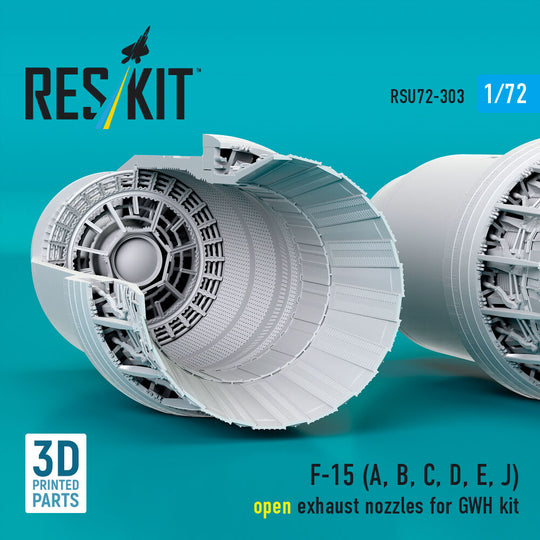 F?15 Eagle/Strike Eagle (A,B,C,D,E early,J) F100-PW-220 open exhaust nozzles for GWH kit (3D Printed)