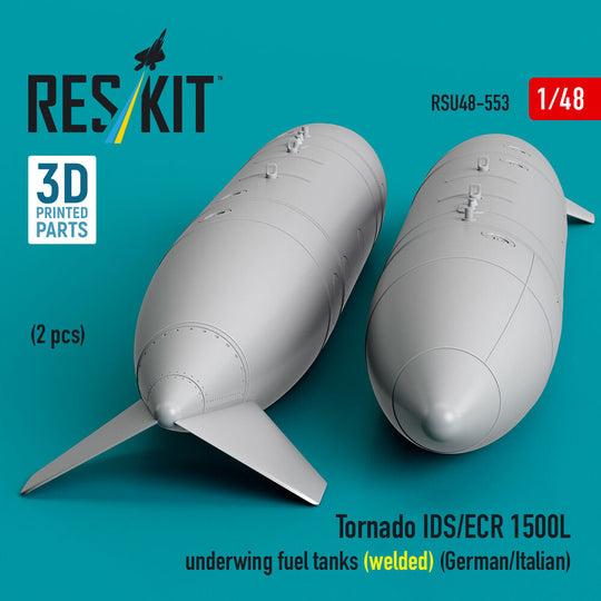 Tornado IDS/ECR 1500L underwing fuel tanks (welded) (German AF / Italian AF) (2 pcs) (3D Printed)