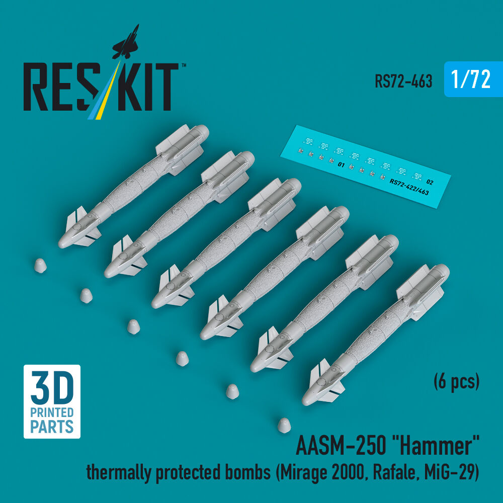 AASM-250 Hammer thermally protected bombs (6 pcs) (Mirage 2000, Rafale, MiG-29) (3D Printed)