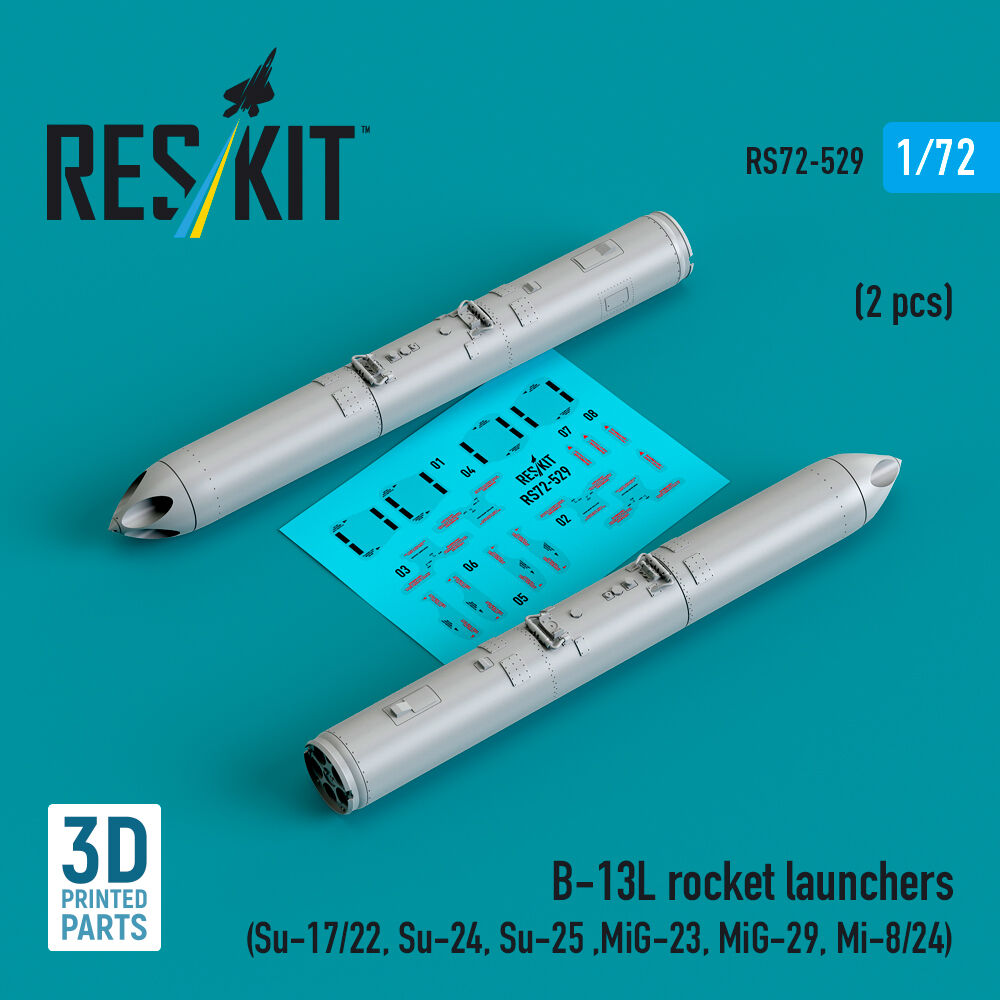 B-13L rocket launchers (2 pcs) (Su-17/22, Su-24, Su-25 ,MiG-27, MiG-29) (3D Printed)