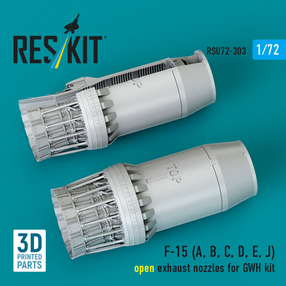 F?15 Eagle/Strike Eagle (A,B,C,D,E early,J) F100-PW-220 open exhaust nozzles for GWH kit (3D Printed)