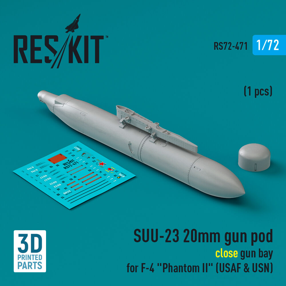 SUU-23 20mm gun pod (close gun bay) for F-4 Phantom II (USAF) (1 pcs) (3D Printed)